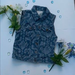 Girls Floral Denim Vest